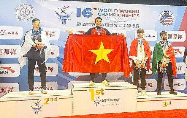 Huỳnh Đỗ Đạt giành HCV 70kg nam tại Giải vô địch Wushu thế giới năm 2023