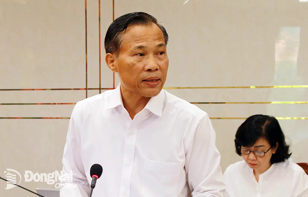 Trưởng ban Tuyên giáo Tỉnh ủy Phạm Xuân Hà phát biểu tại buổi làm việc