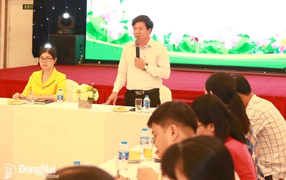 Ông Nguyễn Đình Kiên, Trưởng Ban Tôn giáo tỉnh phát biểu tại chương trình họp mặt các tôn giáo năm 2023 