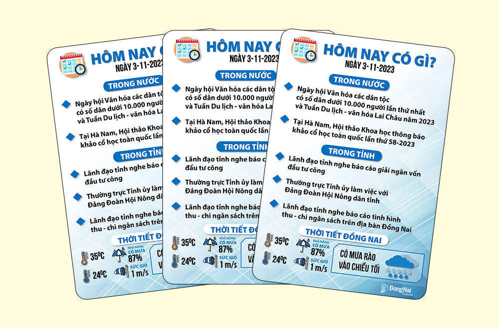Hôm nay có gì? Ngày 3-11-2023