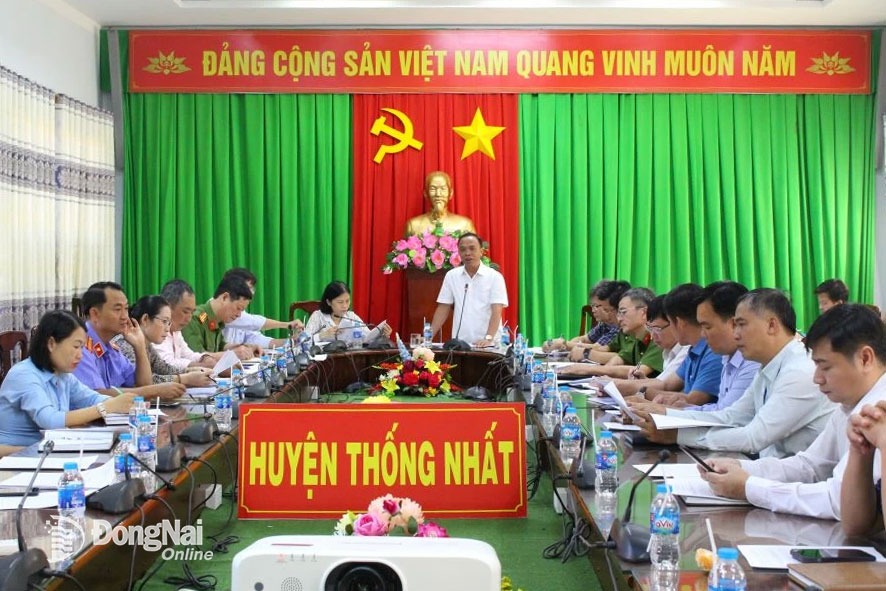 Phó bí thư thường trực, Chủ tịch HĐND H.Thống Nhất Nguyễn Huy Du phát biểu tại buổi làm việc. Ảnh: Tố Tâm 
