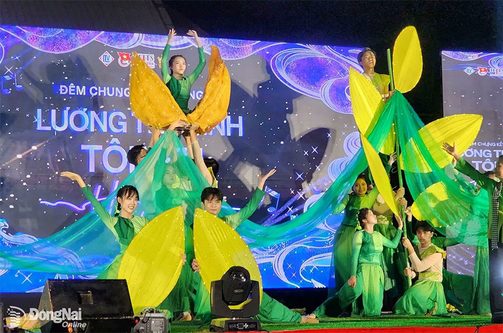 Học sinh Trường THPT Chuyên Lương Thế Vinh biểu diễn trong đêm chung kết cuộc thi
