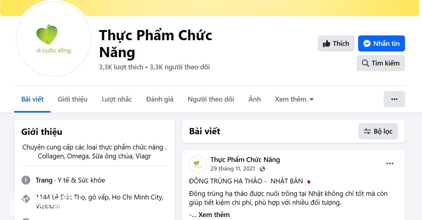 Thực phẩm chức năng được giao bán tràn lan trên mạng xã hội Facebook. Ảnh chụp màn hình 