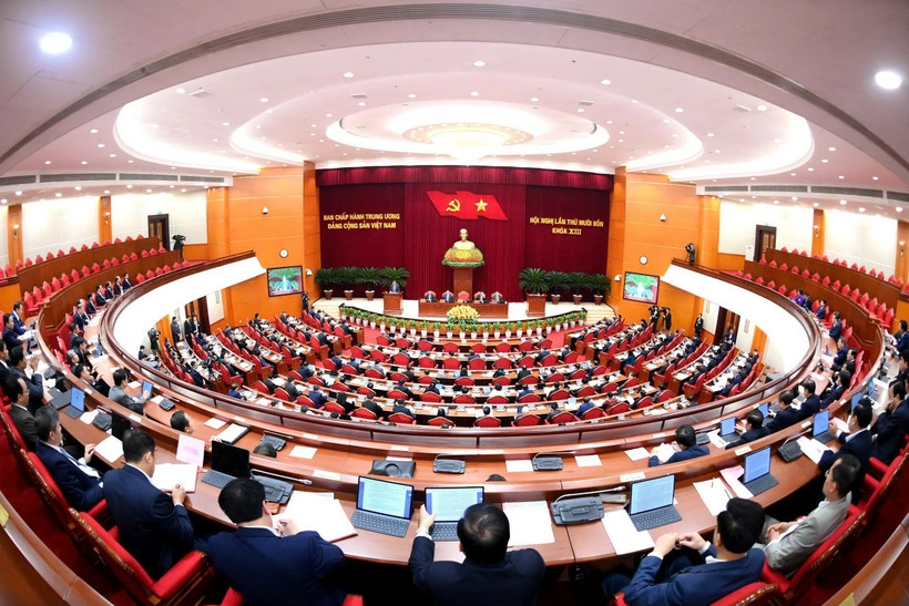 Hội nghị lần thứ 14 Ban Chấp hành Trung ương Đảng Cộng sản Việt Nam khóa XIII. (Ảnh ĐĂNG KHOA)