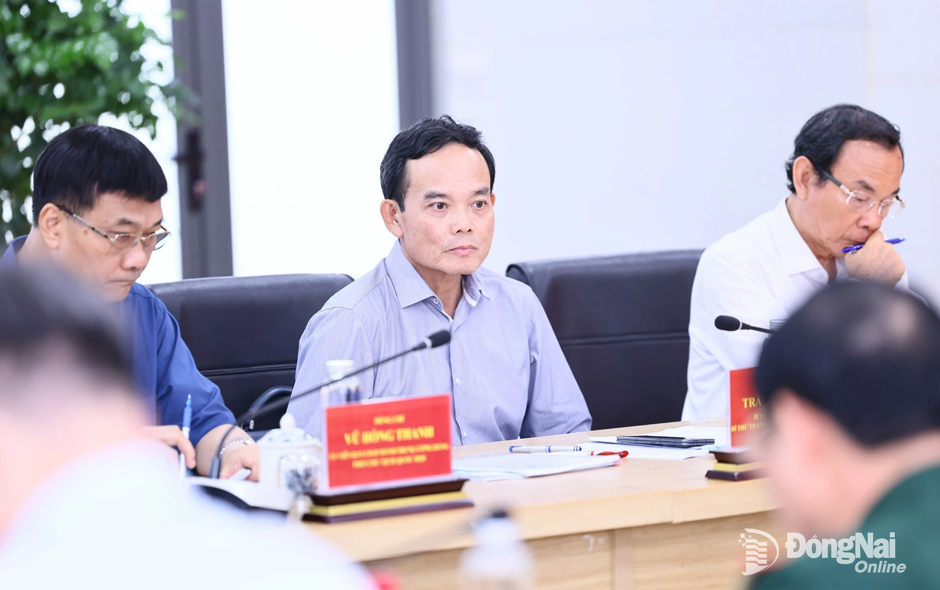 Comrade Tran Luu Quang, Secretary of the Party Central Committee and Secretary of the Ho Chi Minh City Party Committee, attends the working session. Photo: Cong Nghia