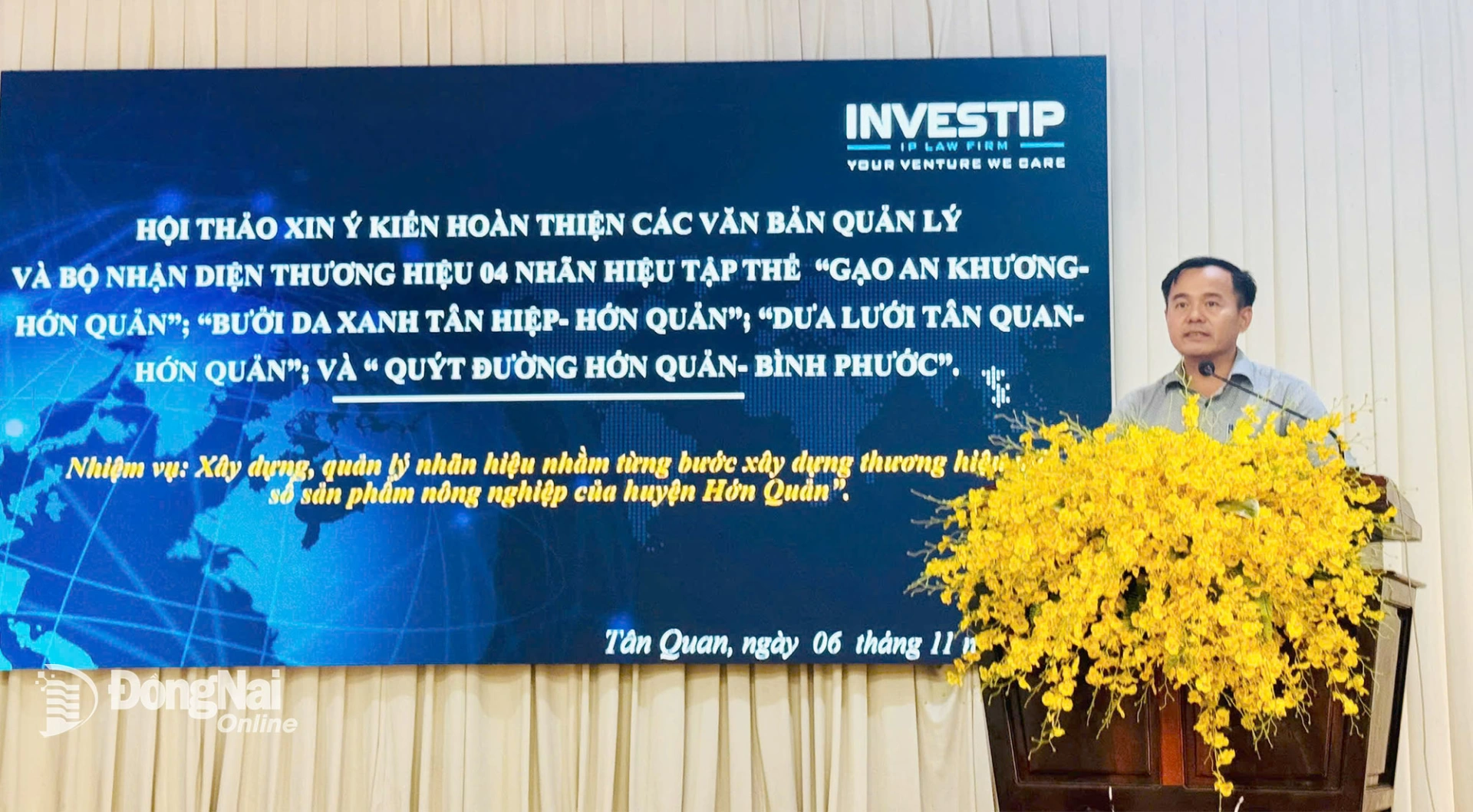 Ông Nguyễn Thanh Phong, Phó Giám đốc Sở Khoa học và Công nghệ tỉnh Đồng Nai phát biểu tại hội thảo. Ảnh: Hiền Lương
