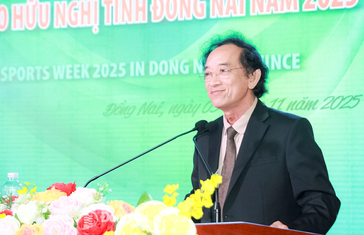 Chủ tịch Liên hiệp các tổ chức hữu nghị tỉnh Đồng Nai Nguyễn Thành Trí phát biểu tại lễ bế mạc. Ảnh: Nga Sơn