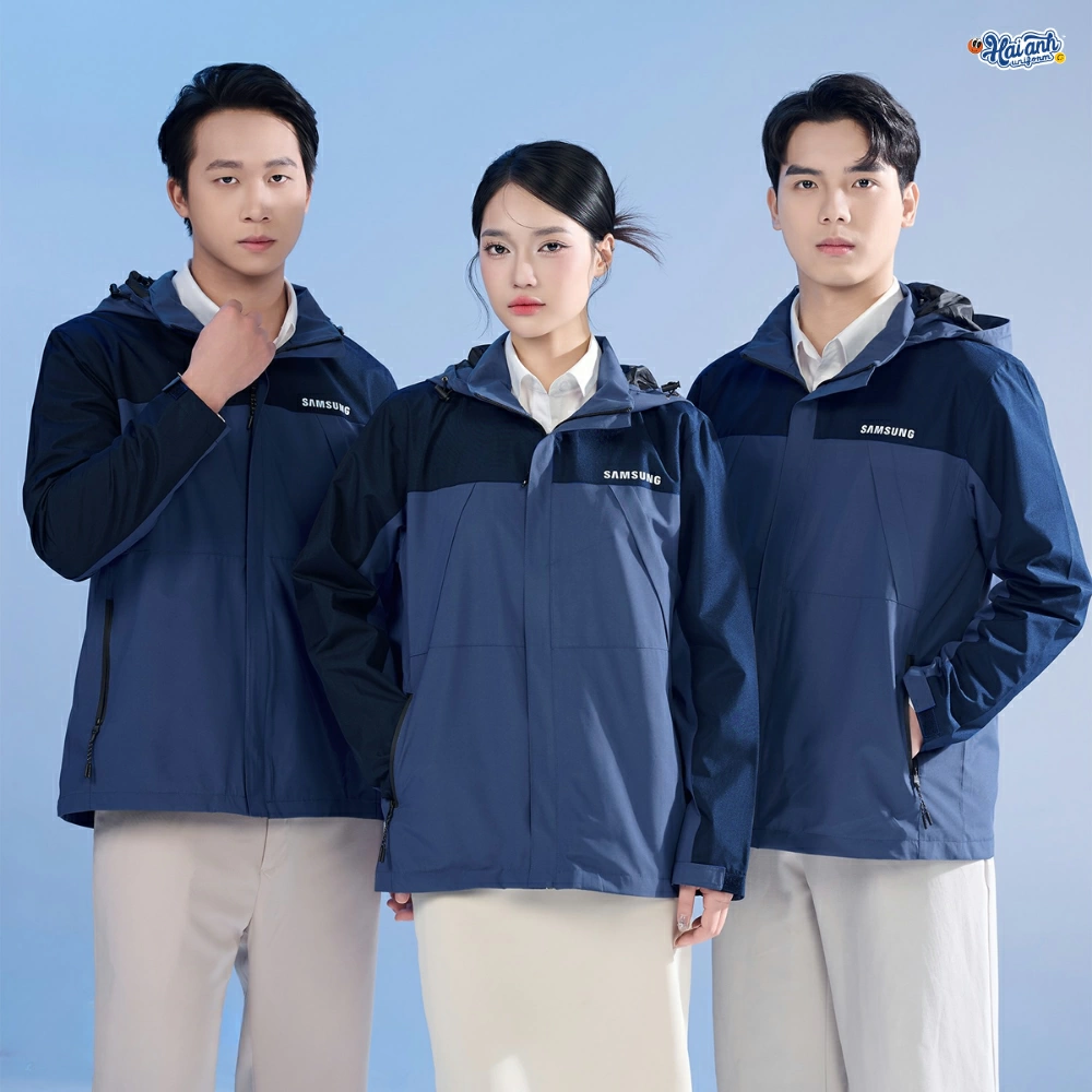 Thiết kế áo khoác gió năng động, vải dù chống nước, thoải mái cả ngày.
