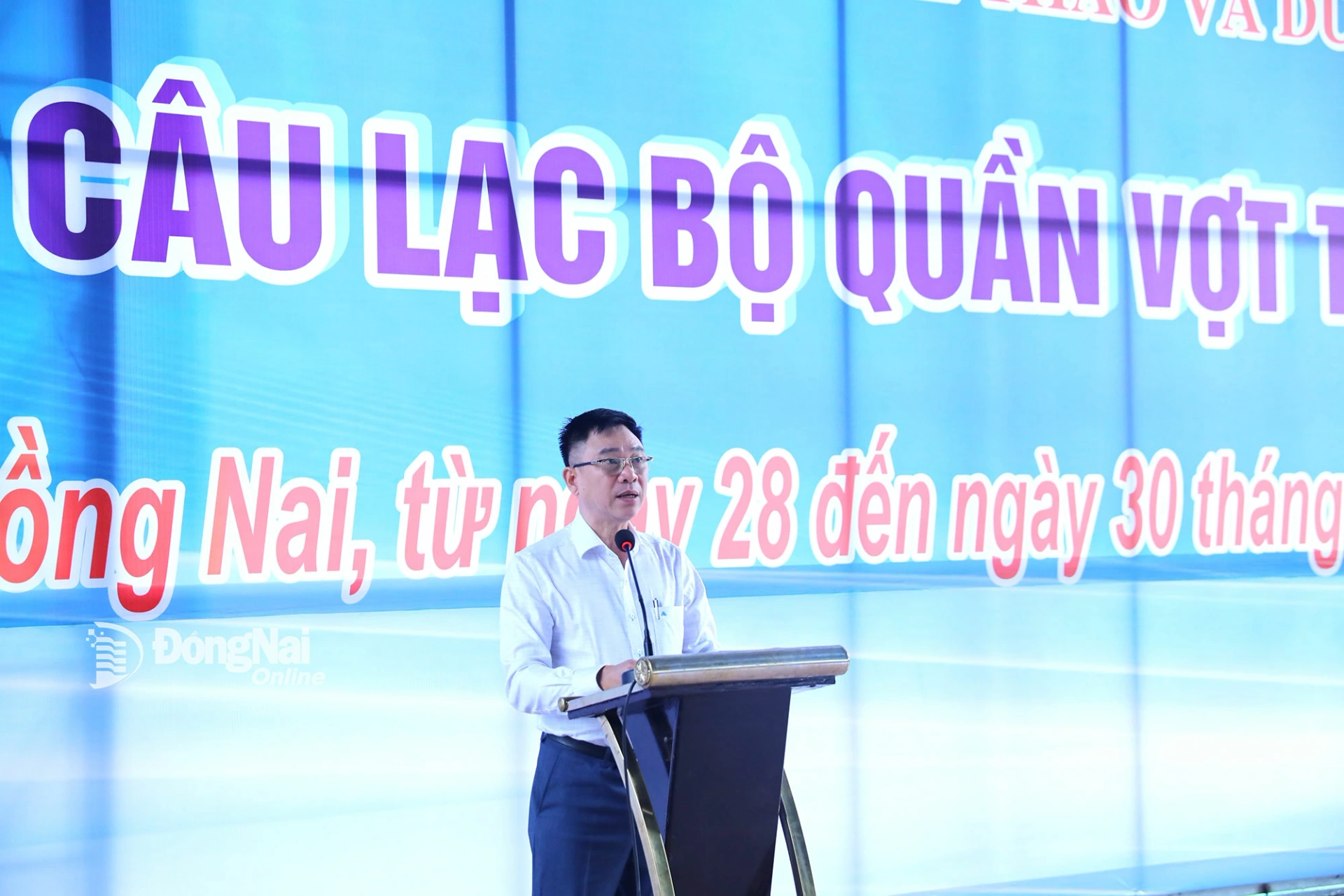 Phó Giám đốc Sở Văn hóa, Thể thao và Du lịch tỉnh Đồng Nai, Trưởng ban tổ chức giải Nguyễn Khắc Vĩnh phát biểu khai mạc. Ảnh: Huy Anh