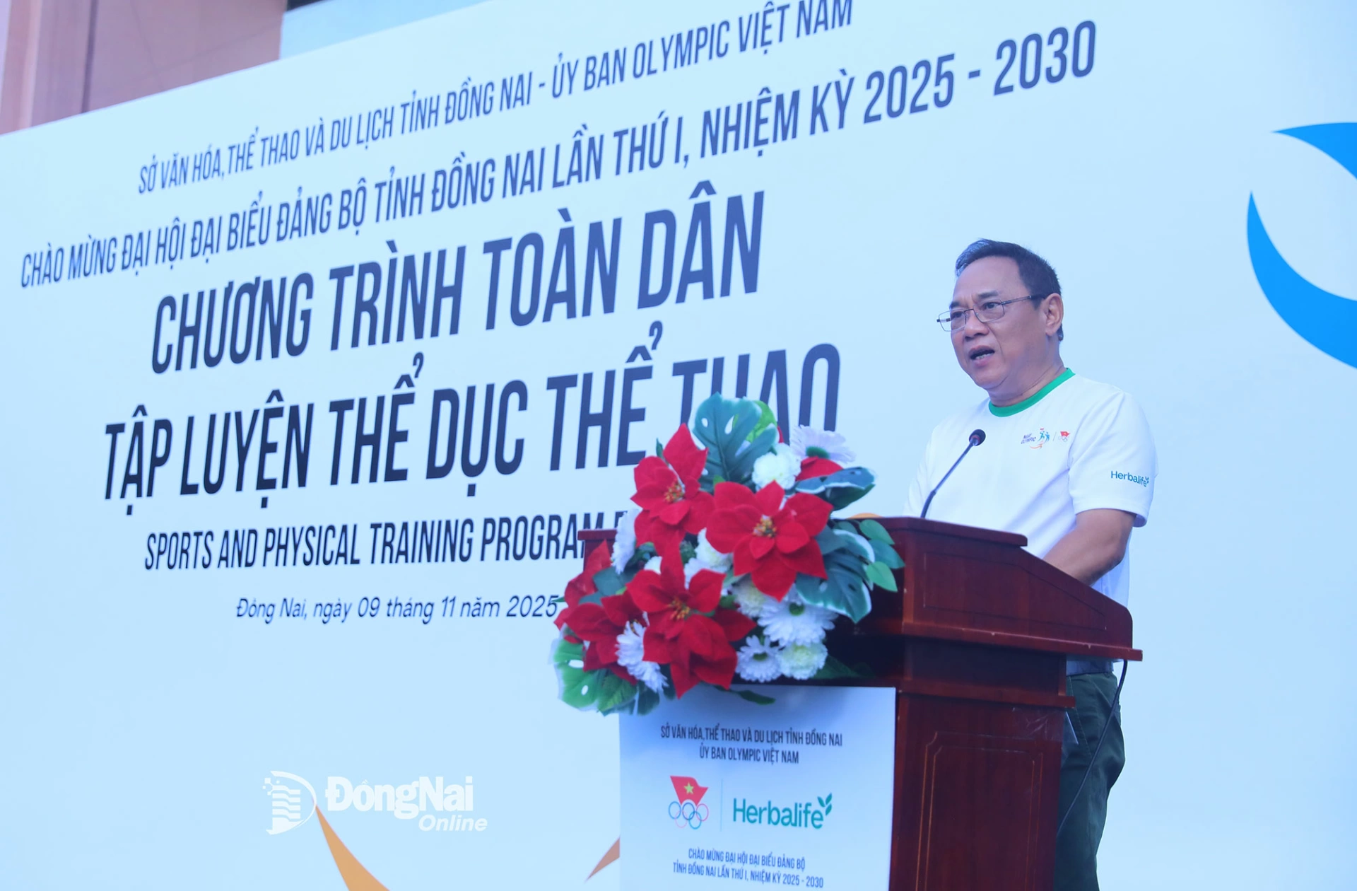 Ông Ngô Quang Vinh, Ủy viên Ban Kiểm tra, Ủy ban Olympic Việt Nam phát biểu tại chương trình. Ảnh: Huy Anh