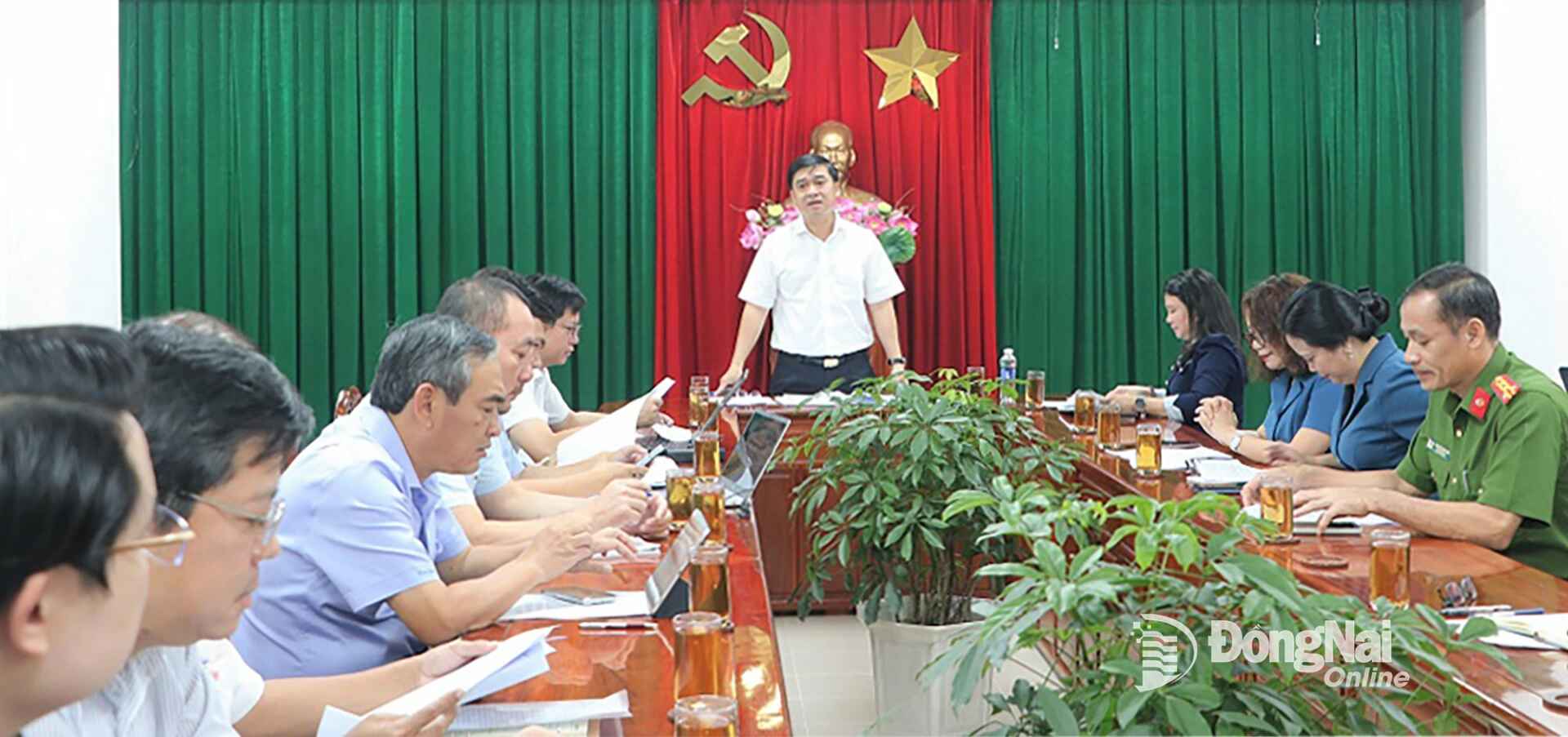 Provincial Party Committee member and Vice Chairman of Dong Nai People’s Committee Ho Van Ha speaks at the working session. Photo: Pham Tung