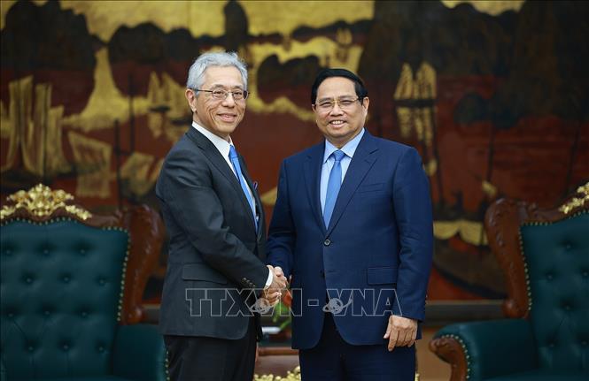 Thủ tướng Phạm Minh Chính tiếp ông Kenichi Hori, Chủ tịch kiêm Tổng Giám đốc điều hành Tập đoàn Mitsui. Ảnh: Dương Giang/TTXVN
