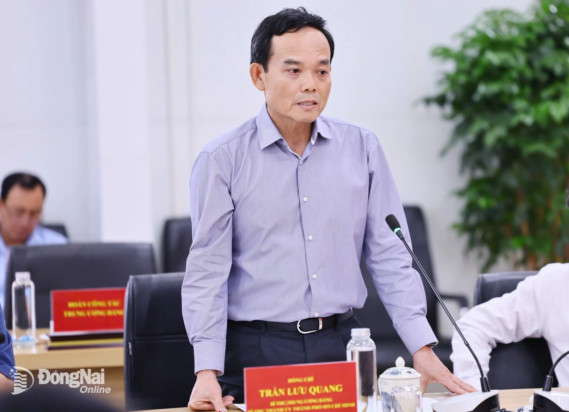 Secretary of the Party Central Committee, Secretary of the Ho Chi Minh City Party Committee Tran Luu Quang speaks at the working session. Photo: Cong Nghia

