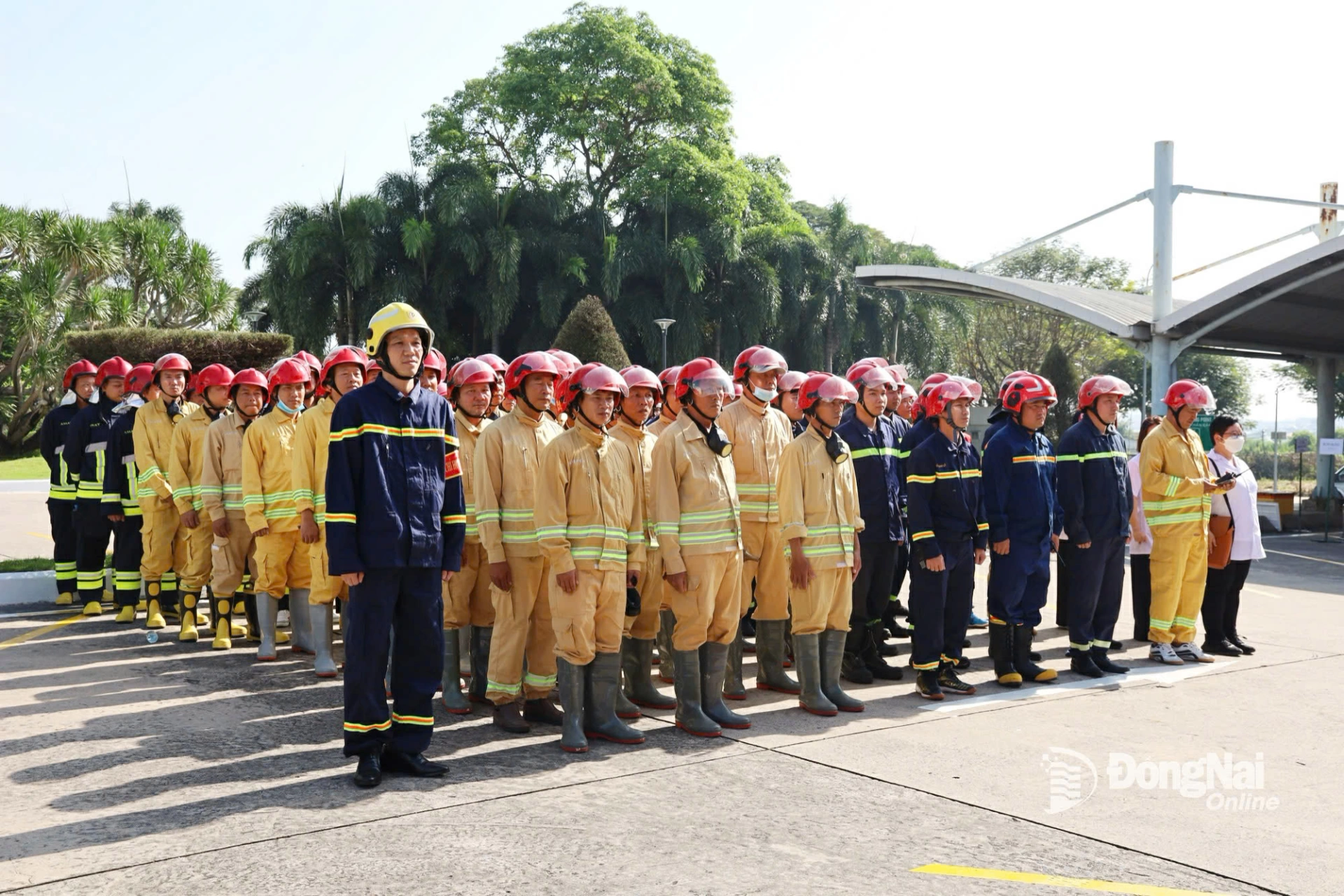 Các lực lượng tham gia diễn tập. Ảnh: Nga Trần