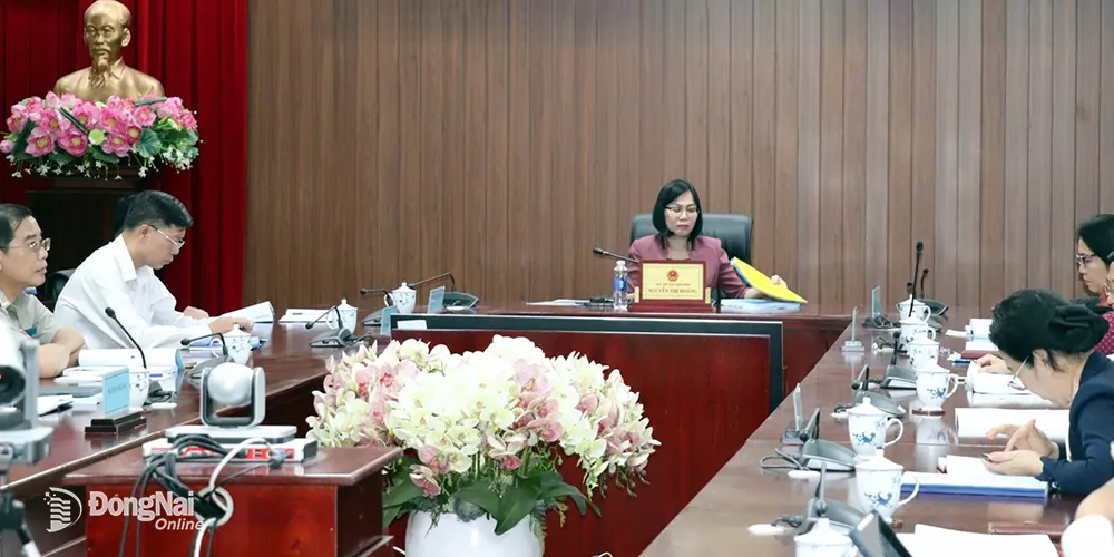 Phó chủ tịch UBND tỉnh Nguyễn Thị Hoàng chủ trì hội nghị tại điểm cầu Đồng Nai