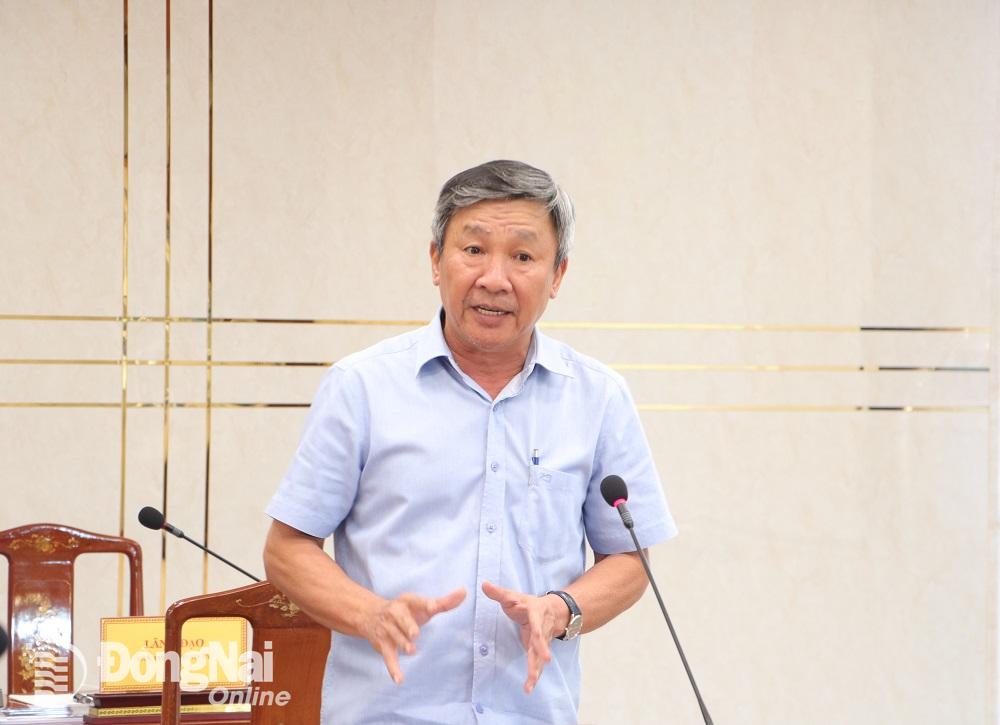 Phó bí thư Thường trực Tỉnh uỷ Hồ Thành Sơn phát biểu ý kiến tại buổi làm việc.
