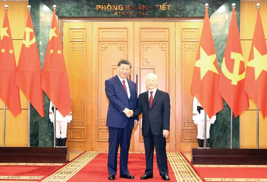 Tổng bí thư Nguyễn Phú Trọng và Tổng bí thư, Chủ tịch nước Trung Quốc Tập Cận Bình chụp ảnh chung. Ảnh: TTXVN