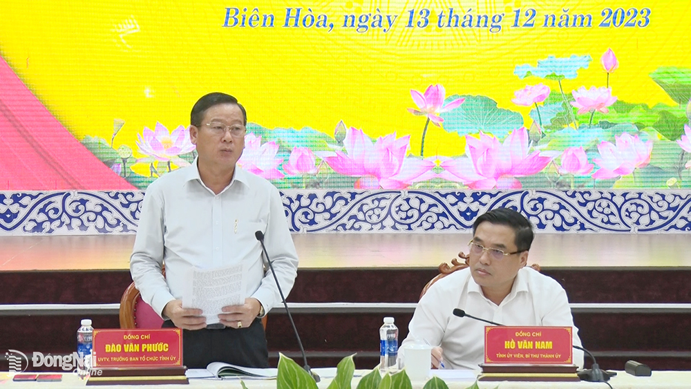 Trưởng Ban tổ chức Tỉnh ủy Đào Văn Phước phát biểu chỉ đạo tại buổi kiểm tra