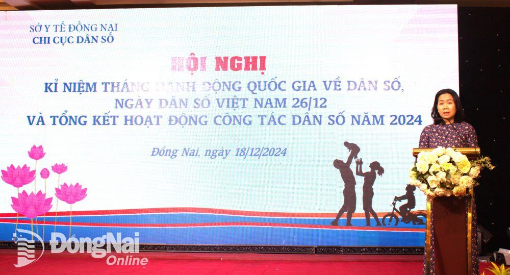 Phó giám đốc Sở Y tế Võ Thị Ngọc Lắm phát biểu tại hội nghị. Ảnh: Hạnh Dung