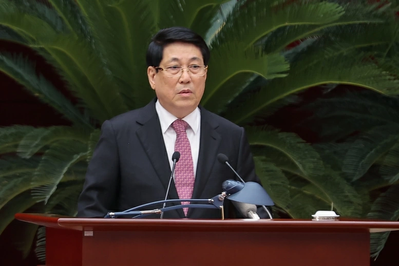 Chủ tịch nước Lương Cường phát biểu tại Hội nghị - Ảnh: VGP/Nhật Bắc