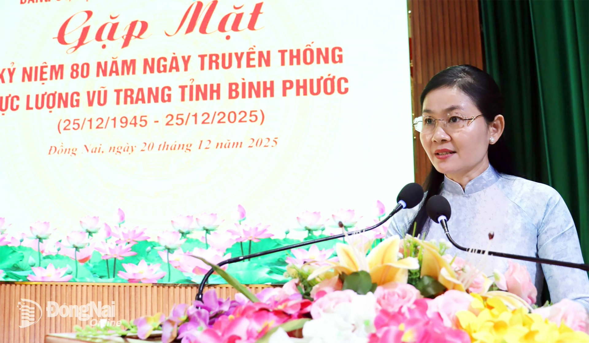 Đồng chí Tôn Ngọc Hạnh, Ủy viên dự khuyết Trung ương Đảng, Phó Bí thư Thường trực Tỉnh ủy, Chủ tịch HĐND tỉnh Đồng Nai phát biểu tại buổi gặp mặt. Ảnh: Nguyệt Hà