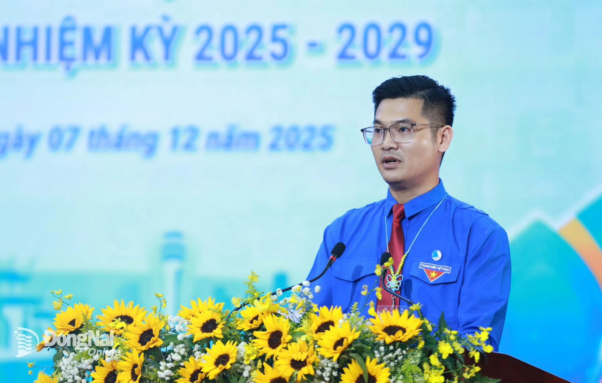 Phó Bí thư Tỉnh đoàn Đồng Nai Phan Thế Công phát biểu khai mạc đại hội. Ảnh: Huy Anh