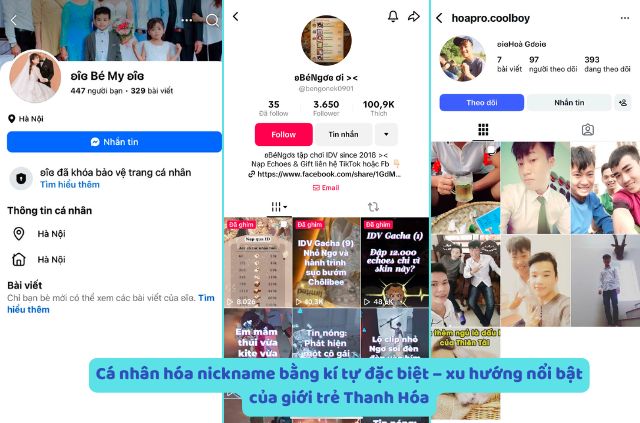 Xu hướng cá nhân hoá nickname bằng kí tự đặc biệt của giới trẻ.