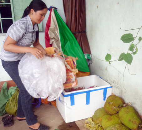 Từ ngày chồng mất vì tai nạn giao thông, chị Đào phải bươn chải để gánh vác việc gia đình và lo kiếm tiền trả nợ. Ảnh: T.DANH