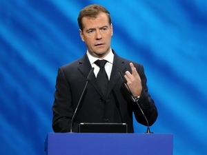 Tổng thống Nga Dmitry Medvedev phát biểu tại Diễn đàn. (Nguồn: THX/TTXVN)