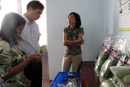 Ông Nguyễn Như Tiệp, Cục trưởng Cục Quản lý chất lượng Nông lâm sản và thủy sản tham quan mô hình sản xuất rau sạch của HTX Trường An.