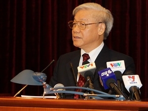 Party General Secretary Nguyen Phu Trong delivers his closing speech (Source:VNA)