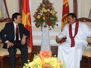 President Truong Tan Sang and President Mahinda Rajapaksa before talks (Source: VNA)