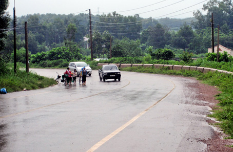 Một khúc cua nguy hiểm trên đường 767 nhưng không có biển báo giao thông!                      Ảnh: T.ANH