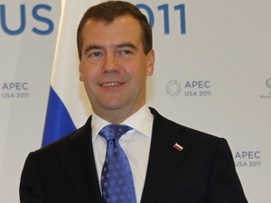 Tổng thống kiêm Tổng Tư lệnh các lực lượng vũ trang Liên bang Nga, Dmitry Medvedev. (Ảnh: AFP/TTXVN)