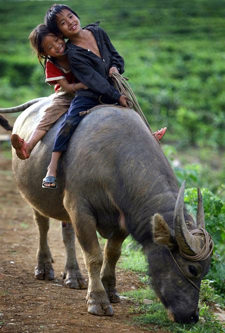 Children on Moc Chau Plateau, in the northern province of Son La. The photo by Nguyen Viet Thanh is one of 50 images on display at an exhibition in the US entitled Charming Viet Nam.