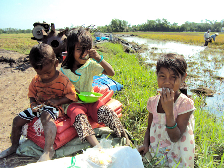 Theo cha mẹ, những đứa trẻ này chỉ biết chơi đùa bên bờ ruộng.