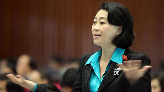 Bà Đặng Thị Hoàng Yến tại diễn đàn Quốc hội - Ảnh: TTO 