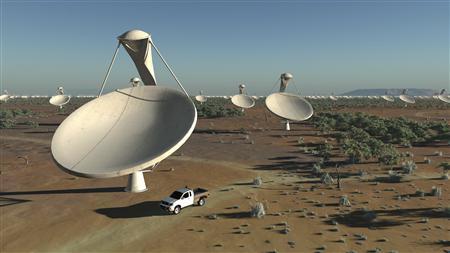 The Square Kilometre Array (SKA) radio telescope project is seen in his artists impression image made available by the Manchester based SKA Organisation, May 25, 2012.  Credit: Reuters/Handout - SKA 