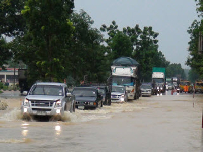 Cảnh ngập lụt ở tỉnh Ranong, miền nam Thái Lan. Ảnh: Internet.