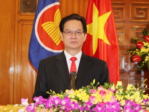 Thủ tướng Chính phủ Nguyễn Tấn Dũng phát biểu chào mừng kỷ niệm 45 năm Ngày thành lập ASEAN và 17 năm Ngày Việt Nam gia nhập ASEAN. (Ảnh: TTXVN)