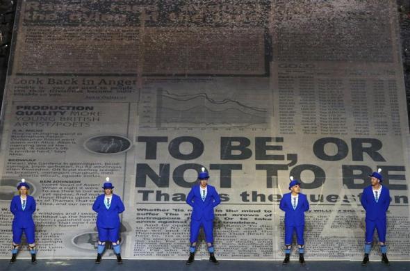 Performers are seen during the closing ceremony of the London 2012 Olympic Games at the Olympic Stadium August 12, 2012.