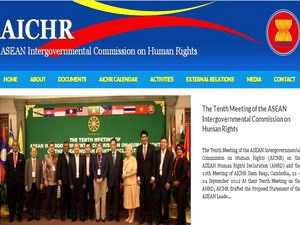 Giao diện trang web Ủy ban liên chính phủ về nhân quyền ASEAN (AICHR). 