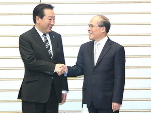 NA Chairman Nguyen Sinh Hung meets with Japanese Prime Minister Yoshihiko Noda (Source:VNA) 