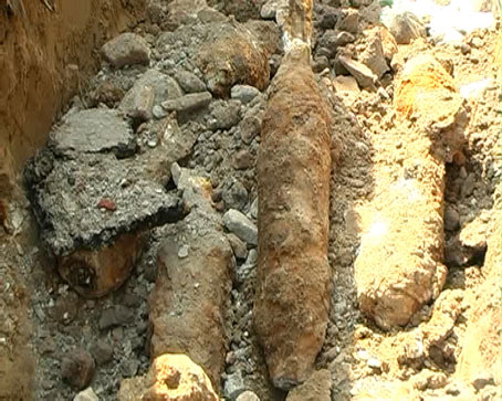 Những quả đạn pháo thời chiến tranh còn sót lại được tìm thấy