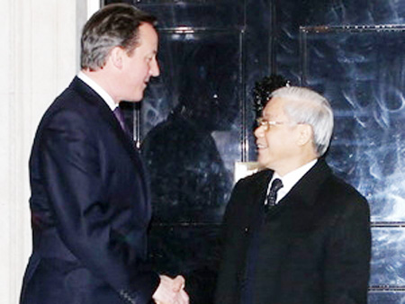 Thủ tướng David Cameron đón Tổng Bí thư Nguyễn Phú Trọng.