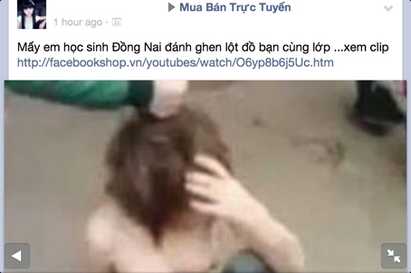 Địa chỉ facebook cá nhân có tên Thời trang... đăng tin “Mấy em học sinh Đồng Nai đánh ghen lột đồ bạn cùng lớp”.