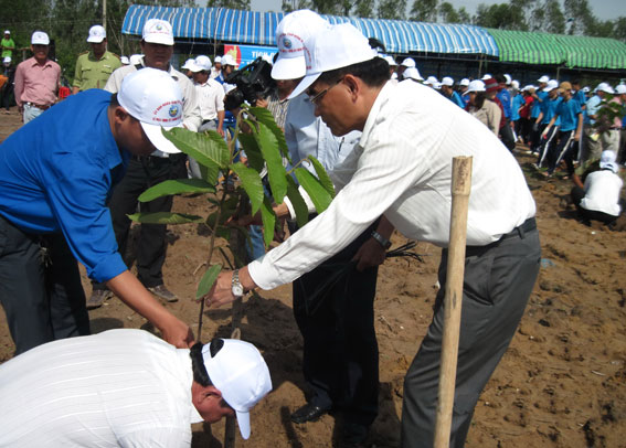 Các đồng chí lãnh đạo tỉnh tham gia trồng cây nhân ngày “Tết trồng cây đời đời nhớ ơn Bác Hồ” năm 2013