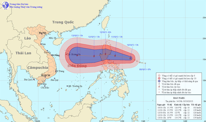 Đường đi của bão Nari