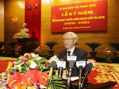 General Secretary Nguyen Phu Trong addresses the ceremony