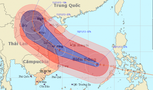 The expected path of Super Typhoon Haiyan